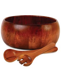 Gibson Home Laroda 3-Piece Salad Bowl Set, Brown Wood