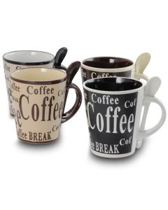 Gibson Bareggio 8pc Coffee with Spoon Set , 4 Designs (Mr. Coffee)