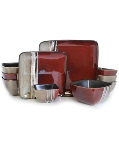 Elama Downtown Loft 16 Piece Double Bowl Stoneware Dinnerware Set with Service for 4